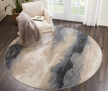 Nourison - Maxell MAE06 Grey and Ivory 710in x Round Large Stormcloud Rug - MAE06-99446000958 veiw 2