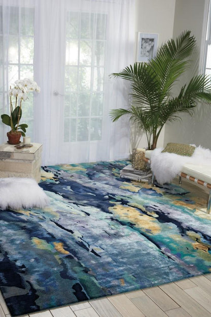 Nourison - Prismatic PRS09 Blue and Gold 79in x 99in Large Rug - PRS09-99446354525 veiw 3