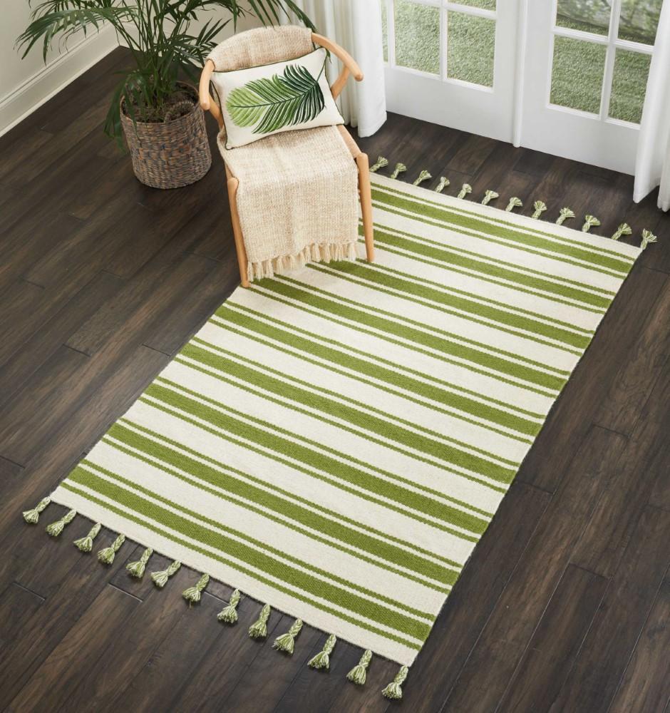 Nourison - Rio Vista DST01 White and Green 4 x 66in Area Rug - DST01-99446392657_CLOSEOUT veiw 2