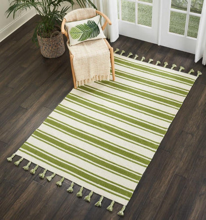 Nourison - Rio Vista DST01 White and Green 4 x 66in Area Rug - DST01-99446392657_CLOSEOUT veiw 2