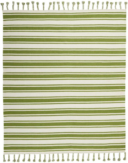 Nourison - Rio Vista DST01 White and Green 8 x 106in Oversized Flat Weave Rug - DST01-99446392688_CLOSEOUT veiw 1