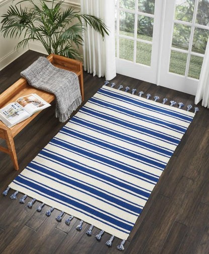 Nourison - Rio Vista DST01 Dark Blue and White 4 x 66in Area Rug - DST01-99446391506_CLOSEOUT veiw 2