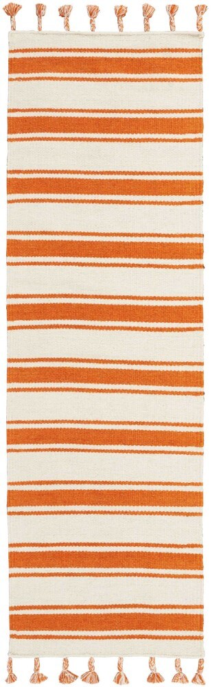 Nourison - Rio Vista DST01 White and Orange 23in x 8 Flat Weave Hallway Rug - DST01-99446391599_CLOSEOUT veiw 1