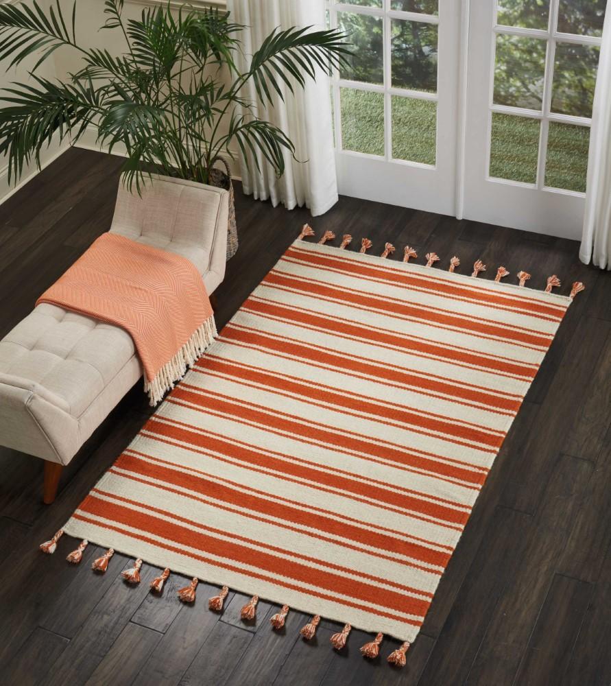 Nourison - Rio Vista DST01 White and Orange 4 x 66in Area Rug - DST01-99446391605_CLOSEOUT veiw 2