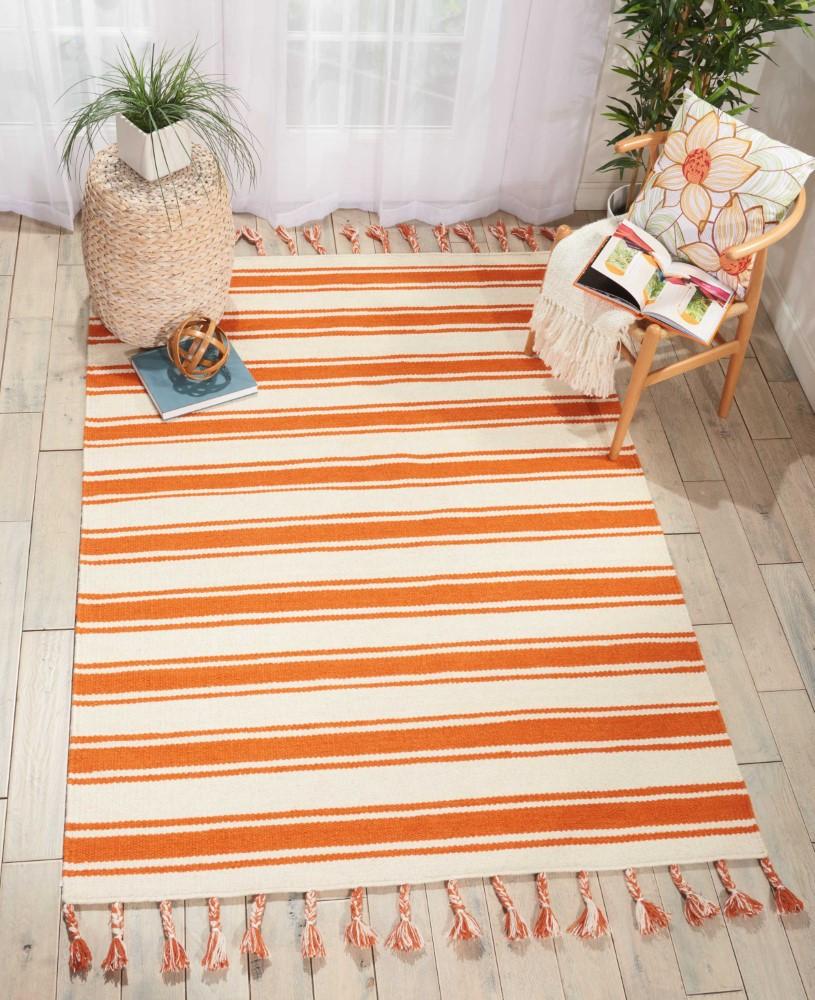 Nourison - Rio Vista DST01 White and Orange 5 x 76in Area Rug - DST01-99446391612_CLOSEOUT veiw 2