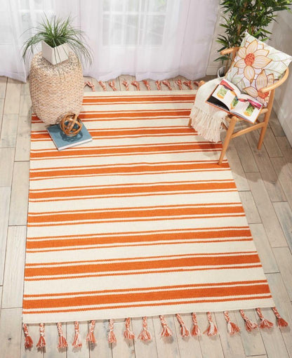 Nourison - Rio Vista DST01 White and Orange 5 x 76in Area Rug - DST01-99446391612_CLOSEOUT veiw 2