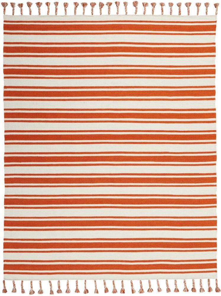 Nourison - Rio Vista DST01 White and Orange 8 x 106in Oversized Flat Weave Rug - DST01-99446391650_CLOSEOUT veiw 1