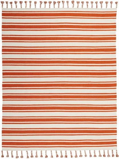 Nourison - Rio Vista DST01 White and Orange 8 x 106in Oversized Flat Weave Rug - DST01-99446391650_CLOSEOUT veiw 1