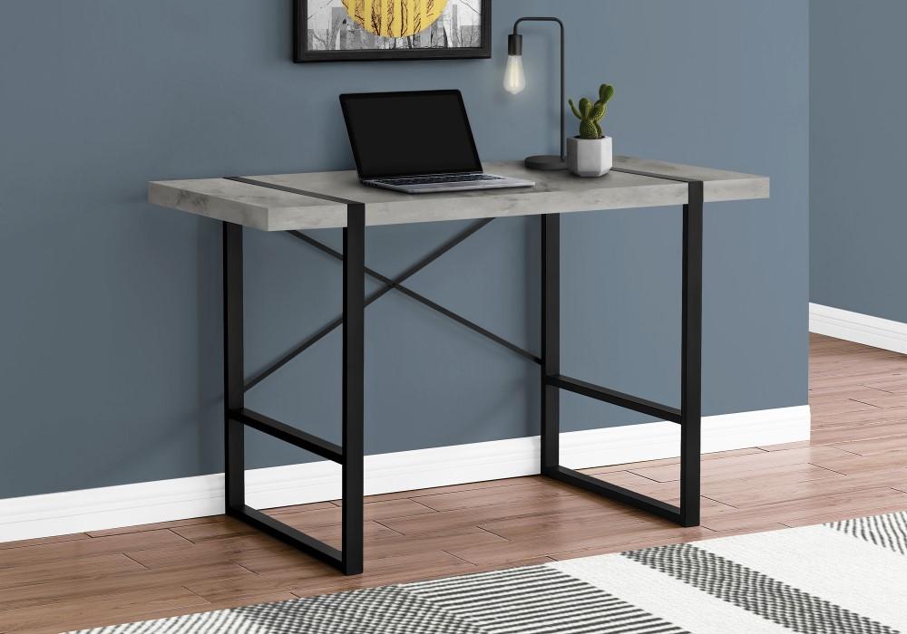 Monarch Specialties - Computer Desk, Home Office, Laptop, 48inL, Work, Metal, Laminate, Grey, Black, Contemporary, Modern - I-7661 veiw 2
