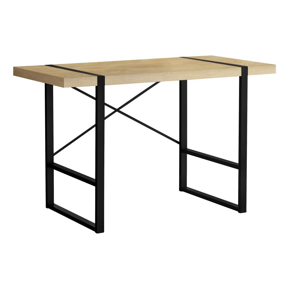 Monarch Specialties - Computer Desk, Home Office, Laptop, 48inL, Work, Metal, Laminate, Natural, Black, Contemporary, Modern - I-7658 veiw 1