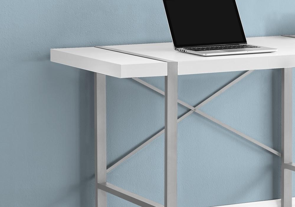 Monarch Specialties - Computer Desk, Home Office, Laptop, 48inL, Work, Metal, Laminate, White, Grey, Contemporary, Modern - I-7663 veiw 3