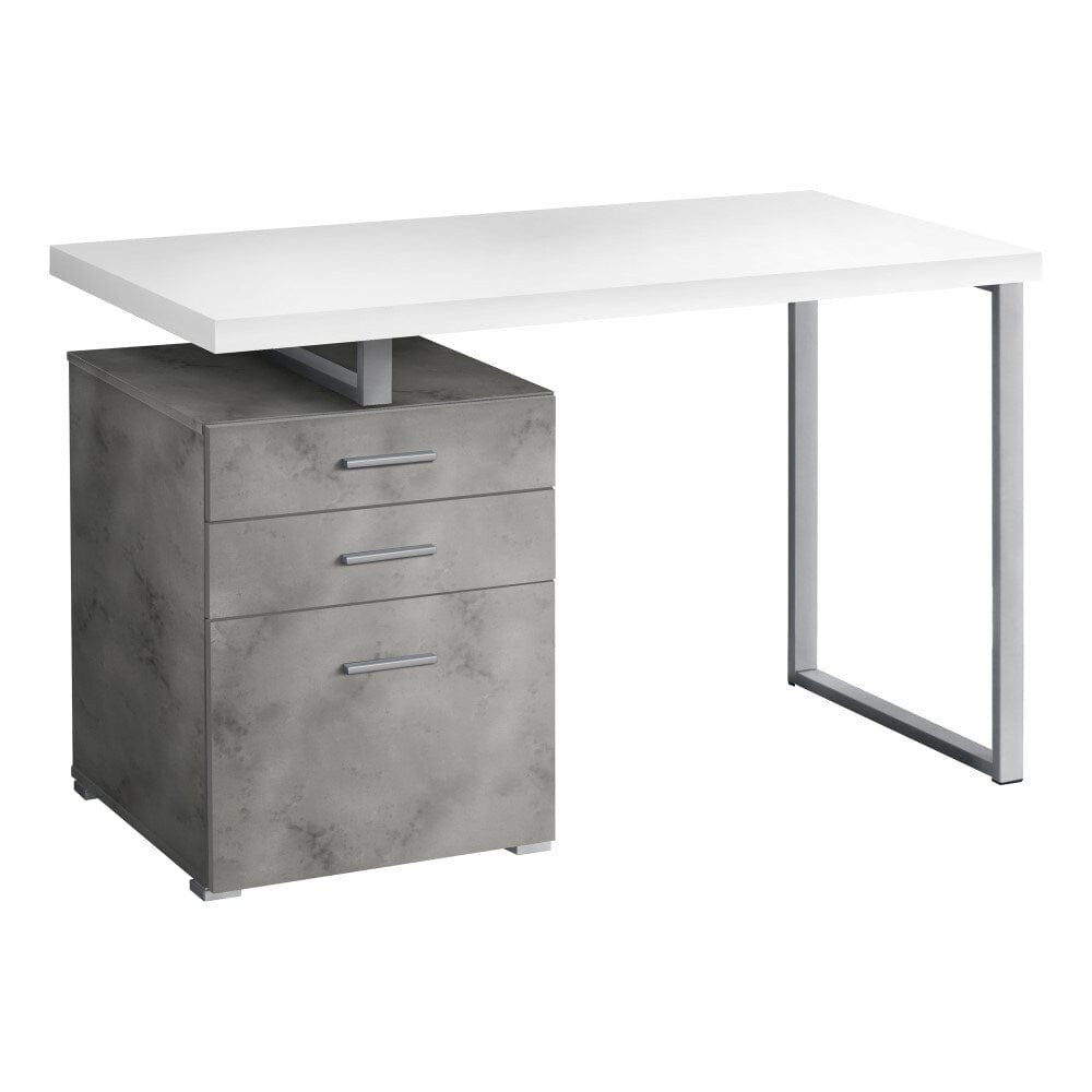 Monarch Specialties - Computer Desk, Home Office, Laptop, Left, Right Set-Up, Storage Drawers, 48inL, Work, Metal, Laminate, Grey, White, Contemporary, Modern - I-7648 veiw 1