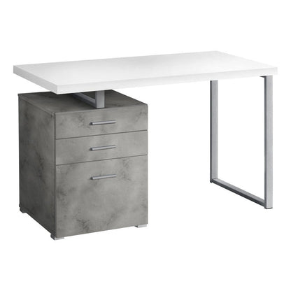 Monarch Specialties - Computer Desk, Home Office, Laptop, Left, Right Set-Up, Storage Drawers, 48inL, Work, Metal, Laminate, Grey, White, Contemporary, Modern - I-7648 veiw 1