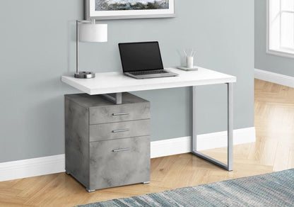 Monarch Specialties - Computer Desk, Home Office, Laptop, Left, Right Set-Up, Storage Drawers, 48inL, Work, Metal, Laminate, Grey, White, Contemporary, Modern - I-7648 veiw 2
