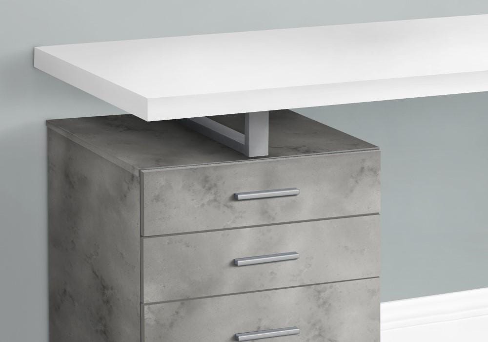 Monarch Specialties - Computer Desk, Home Office, Laptop, Left, Right Set-Up, Storage Drawers, 48inL, Work, Metal, Laminate, Grey, White, Contemporary, Modern - I-7648 veiw 3