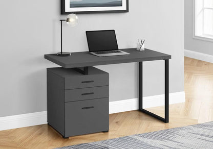 Monarch Specialties - Computer Desk, Home Office, Laptop, Left, Right Set-Up, Storage Drawers, 48inL, Work, Metal, Laminate, Grey, Black, Contemporary, Modern - I-7645 veiw 2