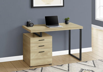 Monarch Specialties - Computer Desk, Home Office, Laptop, Left, Right Set-Up, Storage Drawers, 48inL, Work, Metal, Laminate, Natural, Black, Contemporary, Modern - I-7643 veiw 2
