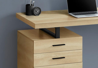 Monarch Specialties - Computer Desk, Home Office, Laptop, Left, Right Set-Up, Storage Drawers, 48inL, Work, Metal, Laminate, Natural, Black, Contemporary, Modern - I-7643 veiw 3