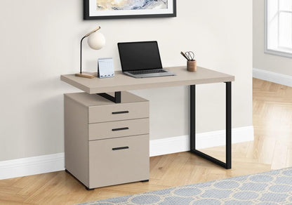 Monarch Specialties - Computer Desk, Home Office, Laptop, Left, Right Set-Up, Storage Drawers, 48inL, Work, Metal, Laminate, Beige, Black, Contemporary, Modern - I-7644 veiw 2