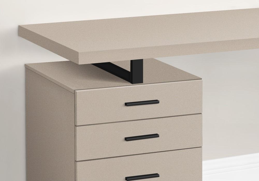 Monarch Specialties - Computer Desk, Home Office, Laptop, Left, Right Set-Up, Storage Drawers, 48inL, Work, Metal, Laminate, Beige, Black, Contemporary, Modern - I-7644 veiw 3