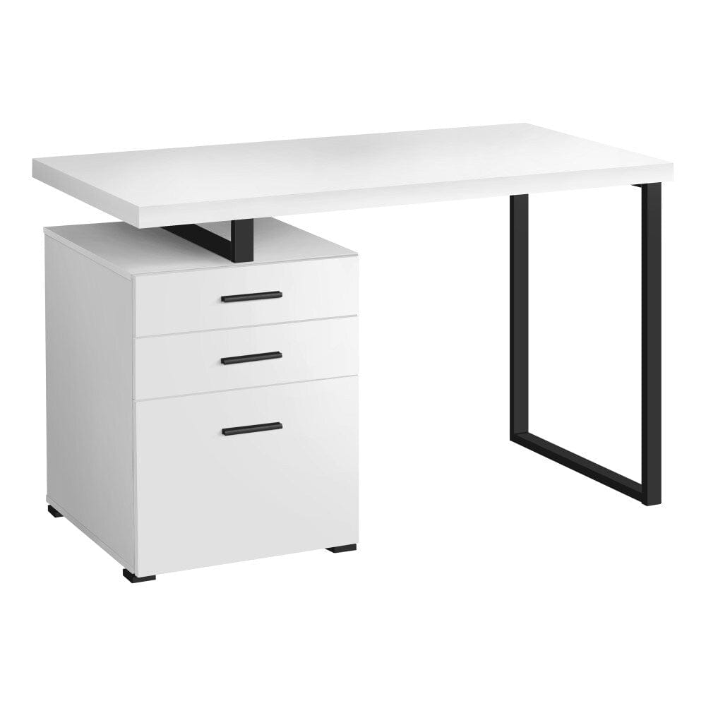 Monarch Specialties - Computer Desk, Home Office, Laptop, Left, Right Set-Up, Storage Drawers, 48inL, Work, Metal, Laminate, White, Black, Contemporary, Modern - I-7646 veiw 1