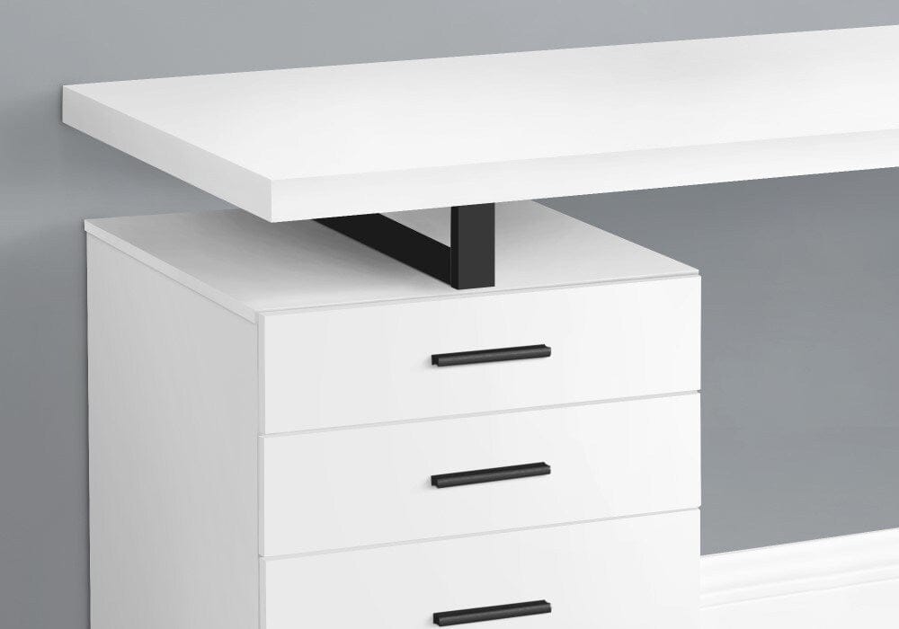 Monarch Specialties - Computer Desk, Home Office, Laptop, Left, Right Set-Up, Storage Drawers, 48inL, Work, Metal, Laminate, White, Black, Contemporary, Modern - I-7646 veiw 3