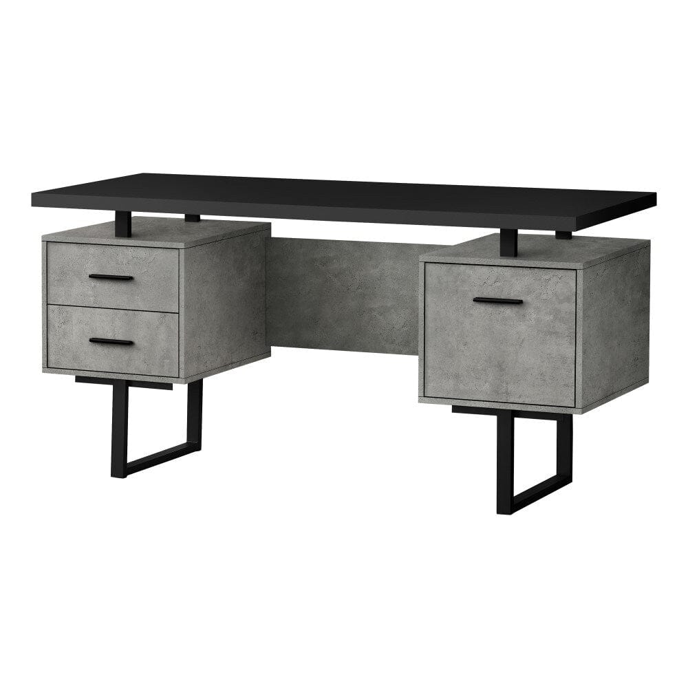 Monarch Specialties - Computer Desk, Home Office, Laptop, Left, Right Set-Up, Storage Drawers, 60inL, Work, Metal, Laminate, Grey, Black, Contemporary, Modern - I-7632 veiw 1