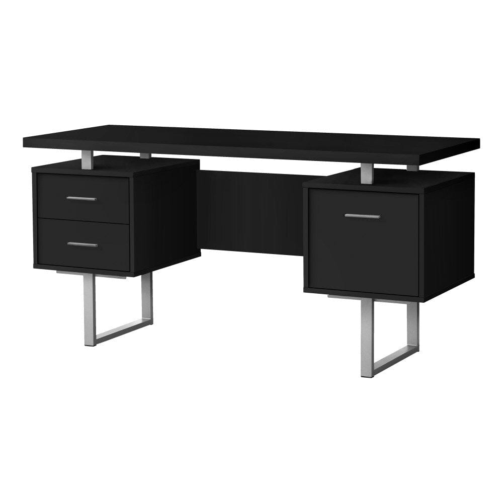 Monarch Specialties - Computer Desk, Home Office, Laptop, Left, Right Set-Up, Storage Drawers, 60inL, Work, Metal, Laminate, Black, Grey, Contemporary, Modern - I-7634 veiw 1