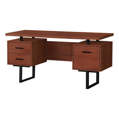 Monarch Specialties - Computer Desk, Home Office, Laptop, Left, Right Set-Up, Storage Drawers, 60inL, Work, Metal, Laminate, Brown, Black, Contemporary, Modern - I-7626 veiw 1