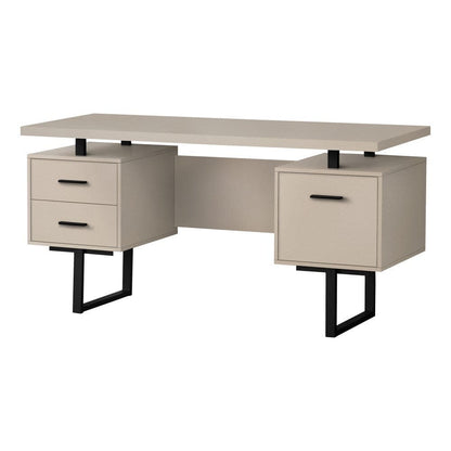 Monarch Specialties - Computer Desk, Home Office, Laptop, Left, Right Set-Up, Storage Drawers, 60inL, Work, Metal, Laminate, Beige, Black, Contemporary, Modern - I-7629 veiw 1