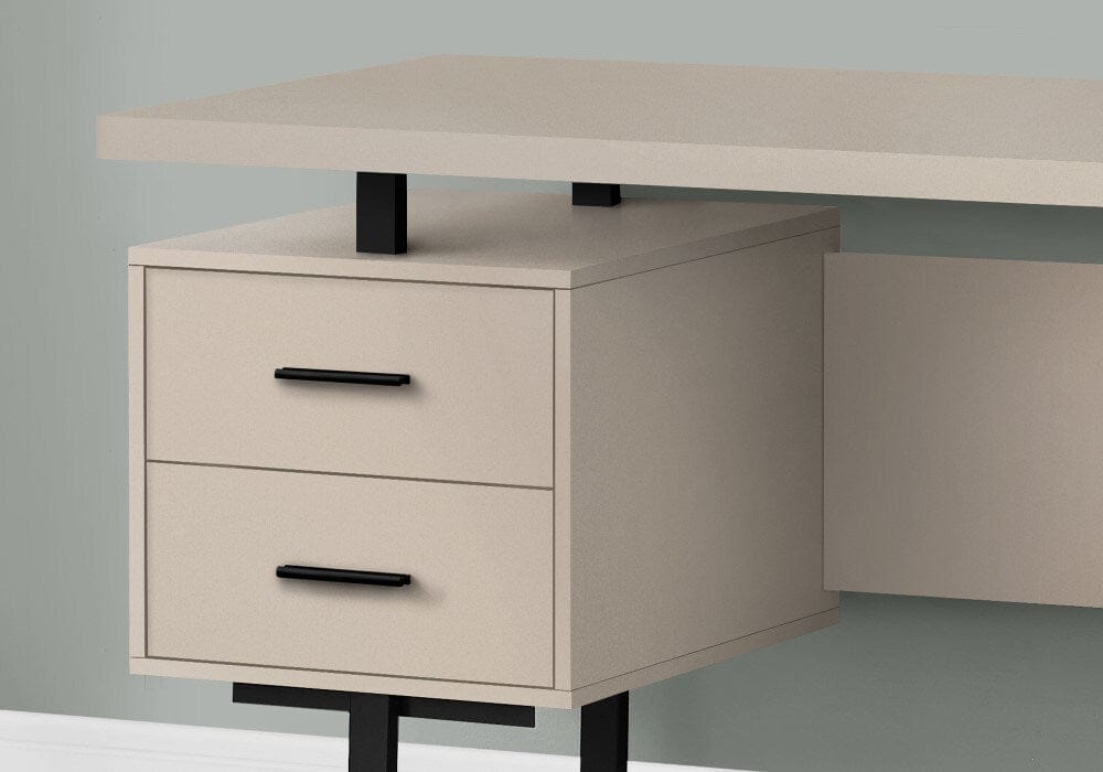 Monarch Specialties - Computer Desk, Home Office, Laptop, Left, Right Set-Up, Storage Drawers, 60inL, Work, Metal, Laminate, Beige, Black, Contemporary, Modern - I-7629 veiw 2