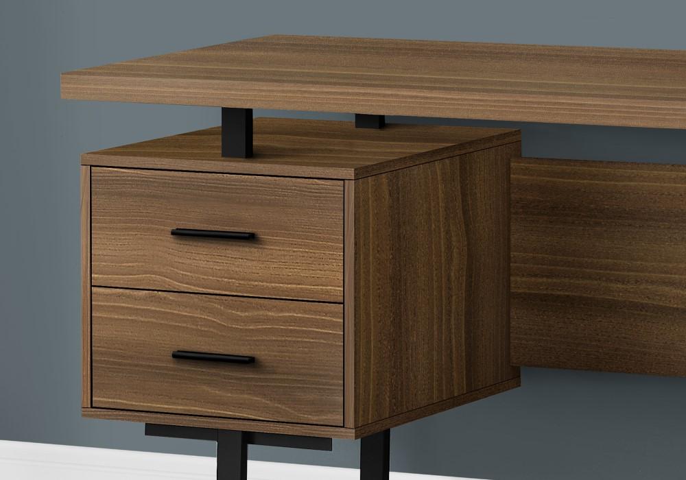 Monarch Specialties - Computer Desk, Home Office, Laptop, Left, Right Set-Up, Storage Drawers, 60inL, Work, Metal, Laminate, Walnut, Black, Contemporary, Modern - I-7625 veiw 2