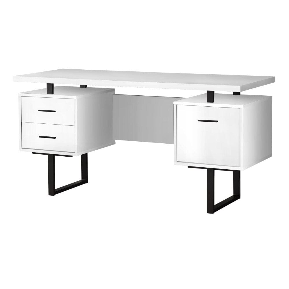 Monarch Specialties - Computer Desk, Home Office, Laptop, Left, Right Set-Up, Storage Drawers, 60inL, Work, Metal, Laminate, White, Black, Contemporary, Modern - I-7631 veiw 1