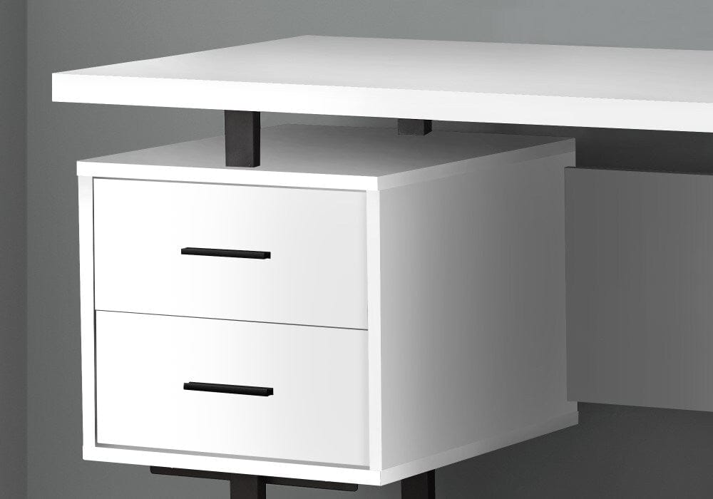 Monarch Specialties - Computer Desk, Home Office, Laptop, Left, Right Set-Up, Storage Drawers, 60inL, Work, Metal, Laminate, White, Black, Contemporary, Modern - I-7631 veiw 3