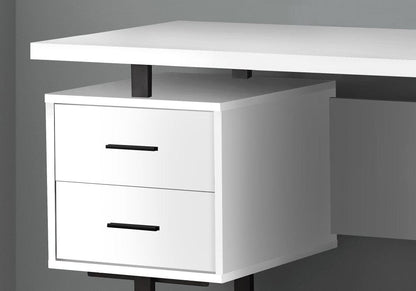 Monarch Specialties - Computer Desk, Home Office, Laptop, Left, Right Set-Up, Storage Drawers, 60inL, Work, Metal, Laminate, White, Black, Contemporary, Modern - I-7631 veiw 3