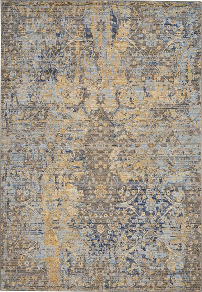 Nourison - Majestic 56in x 8 Beige and Blue Vintage Area Rug - MST01-99446712899_CLOSEOUT veiw 1