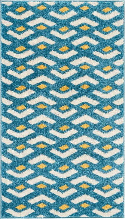 Nourison - Harper 22in x 39in Blue Retro Area Rug - DS300-99446406903 - CLOSEOUT veiw 1