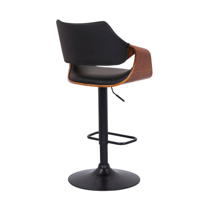Armen Living - Aspen Adjustable Swivel Black Faux Leather and Walnut Wood Bar Stool with Black Base - LCASBAWABL veiw 4