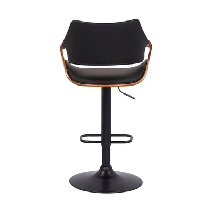 Armen Living - Aspen Adjustable Swivel Black Faux Leather and Walnut Wood Bar Stool with Black Base - LCASBAWABL veiw 5