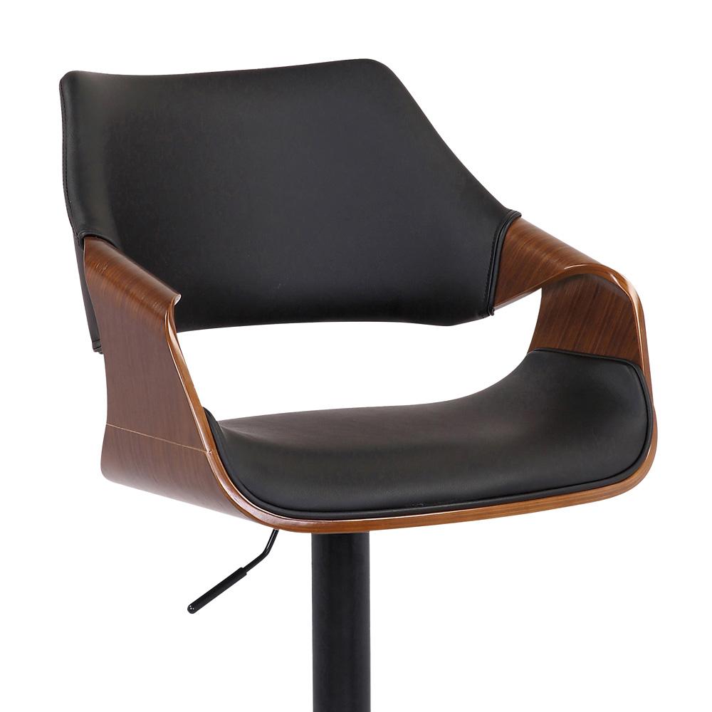 Armen Living - Aspen Adjustable Swivel Black Faux Leather and Walnut Wood Bar Stool with Black Base - LCASBAWABL veiw 6