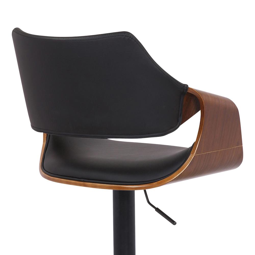 Armen Living - Aspen Adjustable Swivel Black Faux Leather and Walnut Wood Bar Stool with Black Base - LCASBAWABL veiw 7