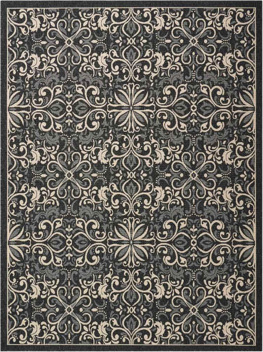 Nourison - Caribbean CRB12 Black 93in x 129in Oversized Rug - CRB12-99446374929_CLOSEOUT veiw 1