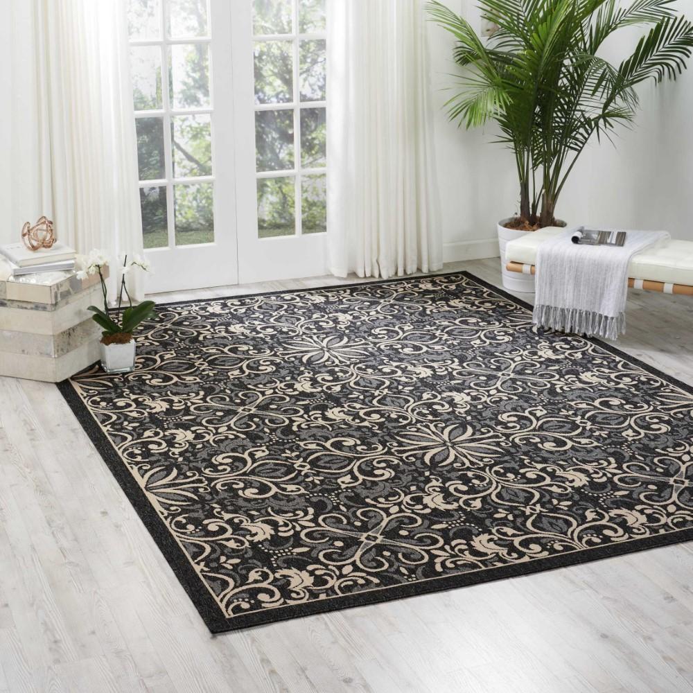 Nourison - Caribbean CRB12 Black 93in x 129in Oversized Rug - CRB12-99446374929_CLOSEOUT veiw 2