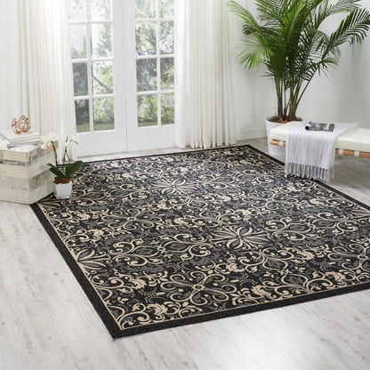 Nourison - Caribbean CRB12 Black 93in x 129in Oversized Rug - CRB12-99446374929_CLOSEOUT veiw 2