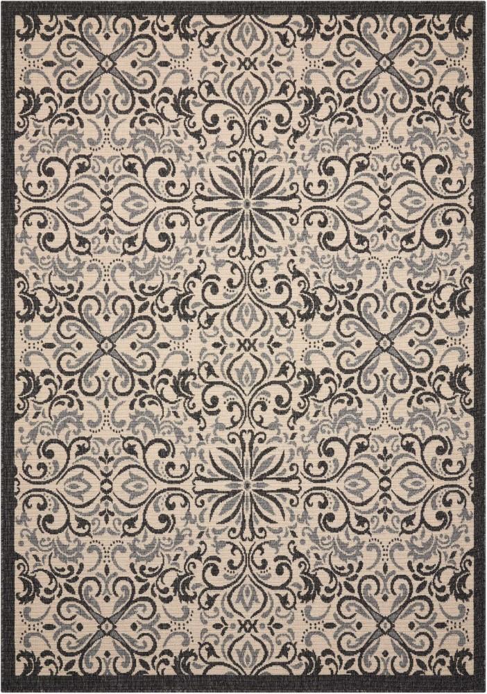 Nourison - Caribbean CRB12 White and Black 23in x 76in Hallway Rug - CRB12-99446374943_CLOSEOUT veiw 1