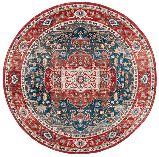 Lauren Ralph Lauren - Camille Rug - 6-7in X 6-7in Round - Red / Navy veiw 1