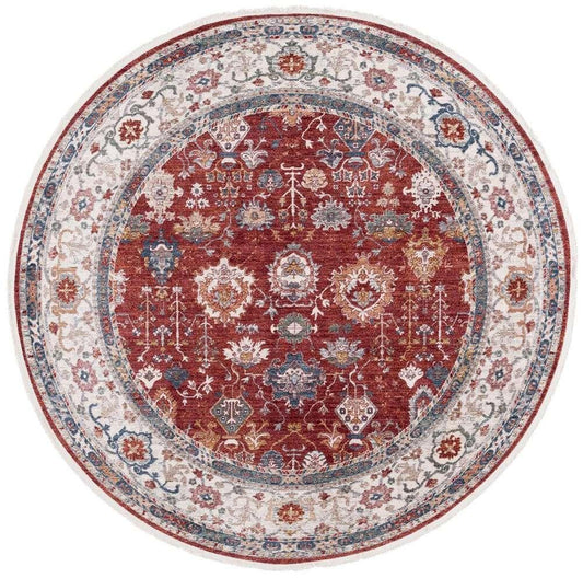 Lauren Ralph Lauren - Fairhaven Rug - 6-7in X 6-7in Round - Red / Ivory Blue veiw 1