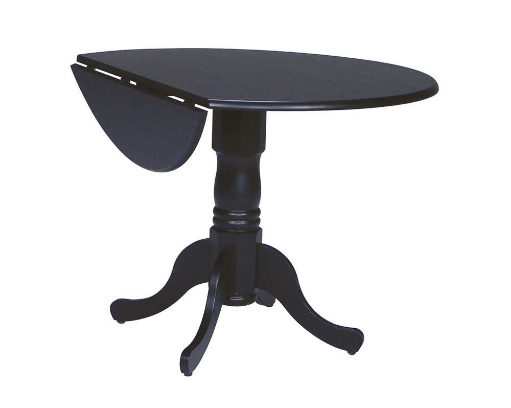 John Thomas Furniture - Dining Essentials - Round Drop Leaf Pedestal Table in Black - T46-42DP veiw 1