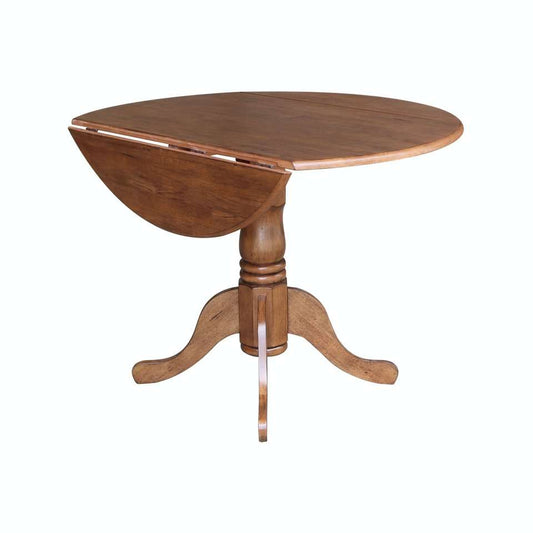John Thomas Furniture - Dining Essentials - Round Drop Leaf Pedestal Table in Bourbon Oak - T42-42DP veiw 1