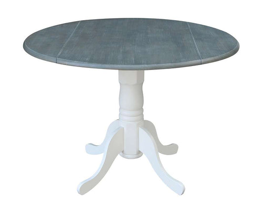 John Thomas Furniture - Dining Essentials - Round Drop Leaf Pedestal Table in Heather Gray & White - T05-42DP veiw 1